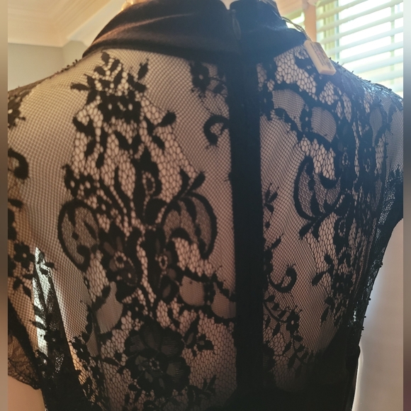 White House Black Market Velvet Keyhole Dress Sz 14 - Picture 5 of 6